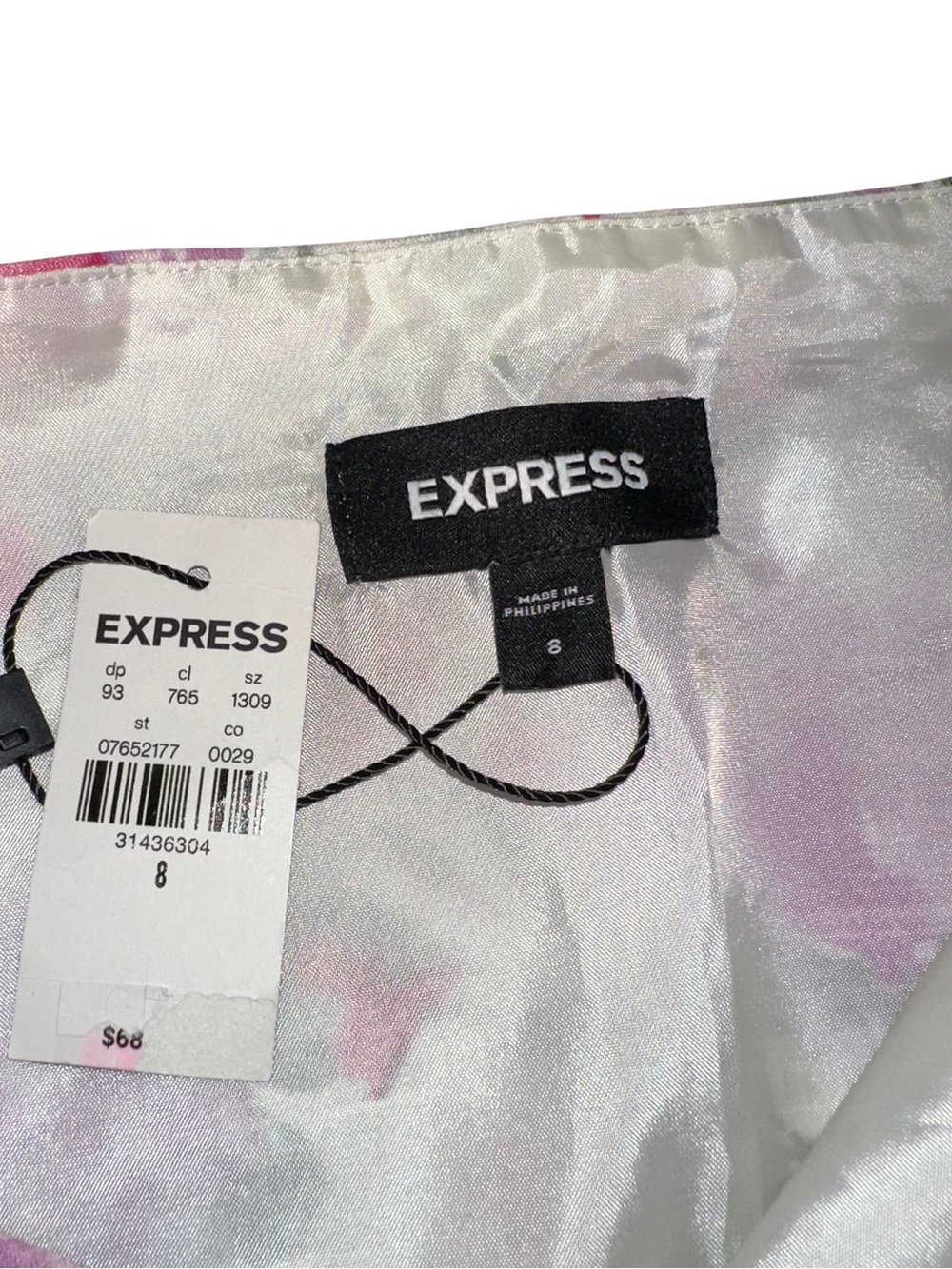 Express Women Size 8 Skirt Pink Woven Zip Button Waist Floral NWT $68 MSRP - Picture 6 of 7